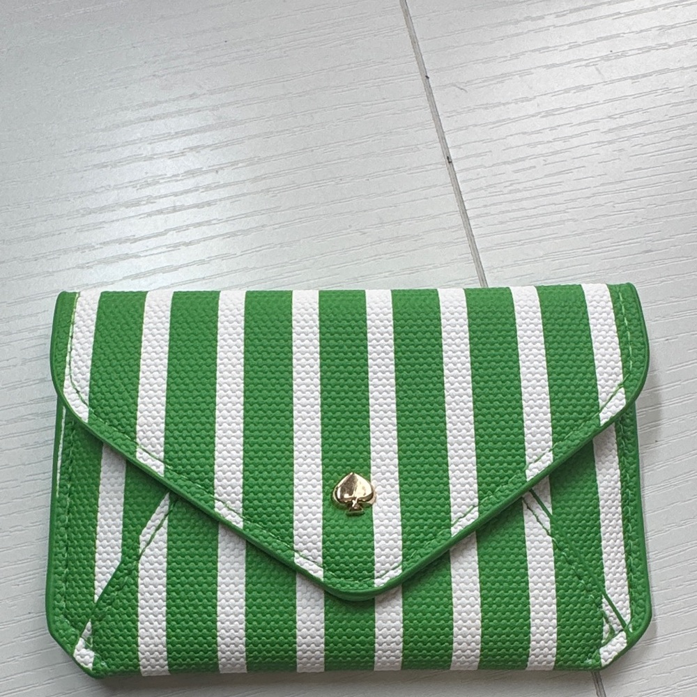 Kate Spade Striped Green and White card case